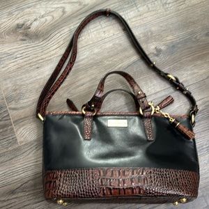 ✨BRAHMIN✨ GORGEOUS BLACK & BROWN LEATHER HANDBAG, EUC